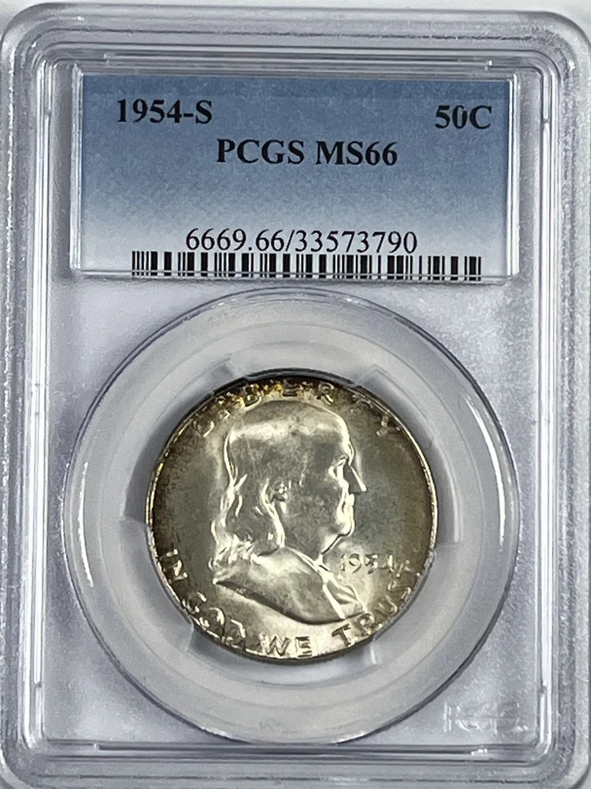 1954 S ** Franklin Half Dollar ** PCGS MS 66 ** Sharp **