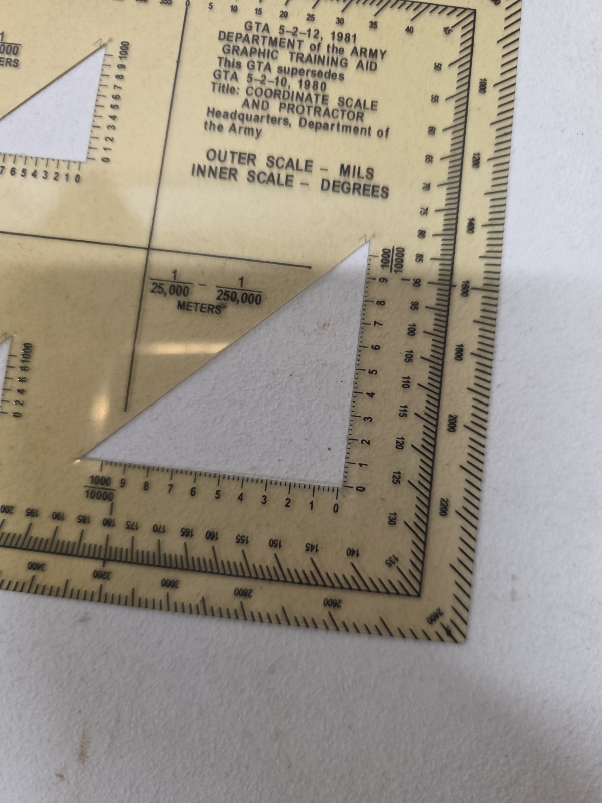 Army Coordinate Scale & Protractor GTA 5-2-12 1981 Map Reading Land Navigation