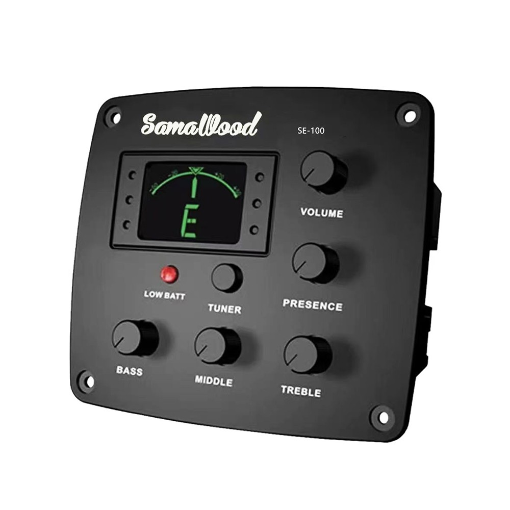 SamaWood Acoustic Guitar Pickups SE-100 4-Bands Preamp EQ Tuner Piezo Pickups