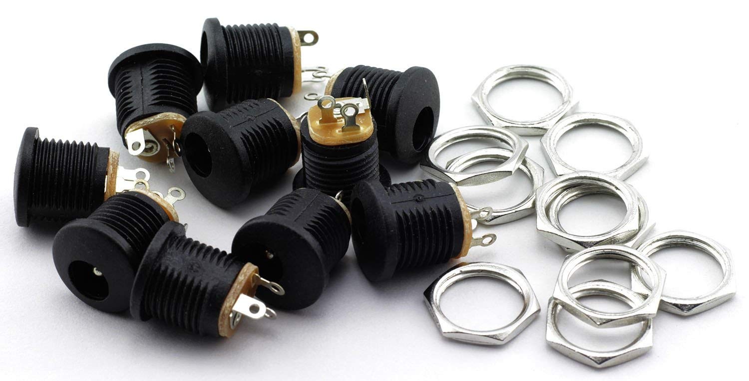 MEETOOT 10 Pack 5.5mm x 2.1mm 3 Pin Female DC Power Jack Panel Mount Screw...