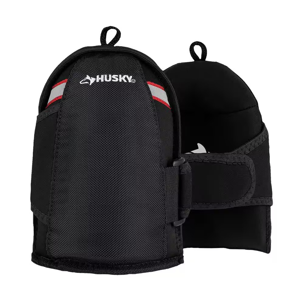 Husky Knee Pads Gel Soft Cap Flooring Non Marring Adjustable Safety Work Gear