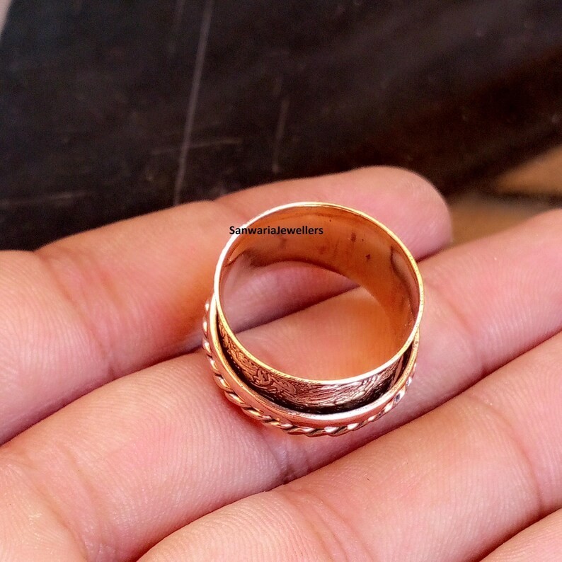 Handmade Copper Spinner Ring, Stacking Meditation Ring Woman Ring All Size