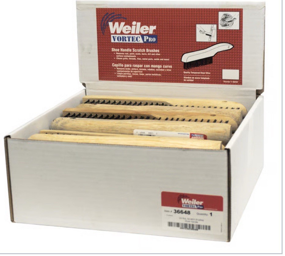 Weiler 36648 - Vortec Pro 24 pc. Shoe Handle 4x16 rows, Scratch Brush