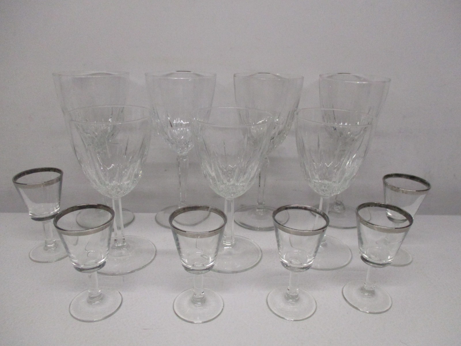 13 pcs Assorted Stemmed Barware From France(4) 6 3/4" (3) 5 3/4"(6) Shot Glasses