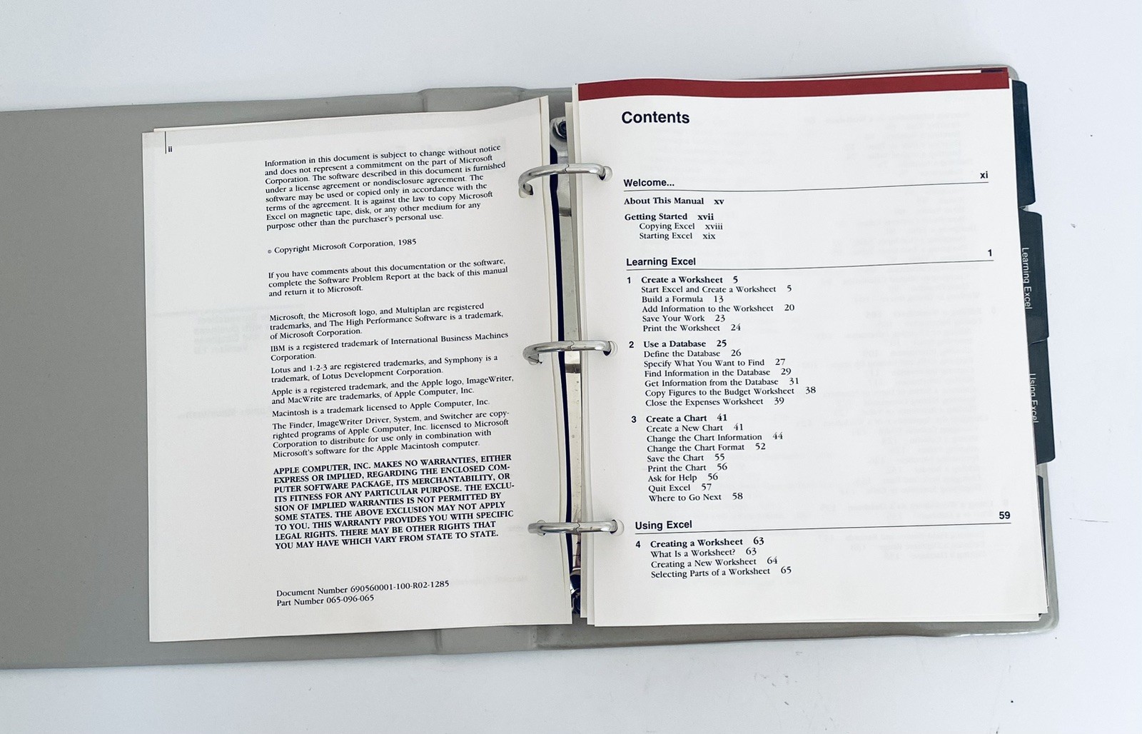 Microsoft High Performance Software Excel User Guide Binder Vintage 80s