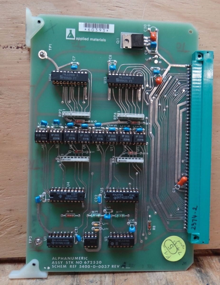 APPLIED MATERIAL ALPHANUMERIC BOARD PART # 672530 SCHEM REF 5400-D-0037 REV. A