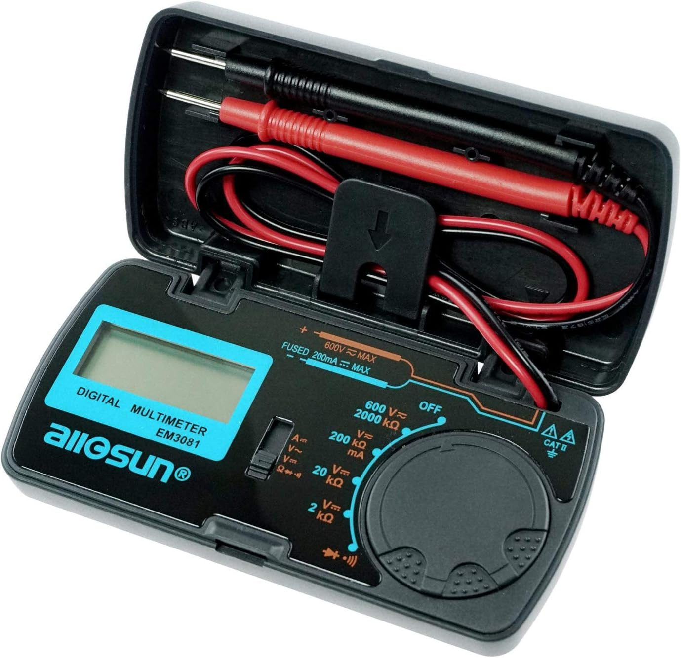 Manual Range Mini Digital Multimeter 6 Functions Handheld Black & Red