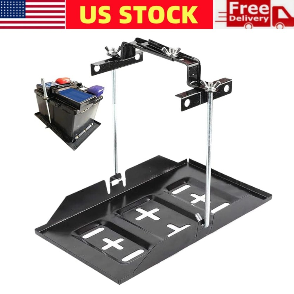 Car Storage Battery Holder Battery Hold Down Tray Adjustable with 27cm Screw Rod