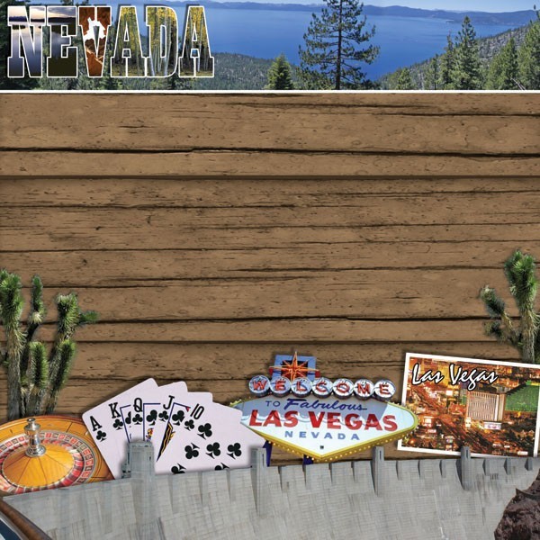 Nevada, Las Vegas, travel style scrapbook paper - Scrapbook Customs 14278