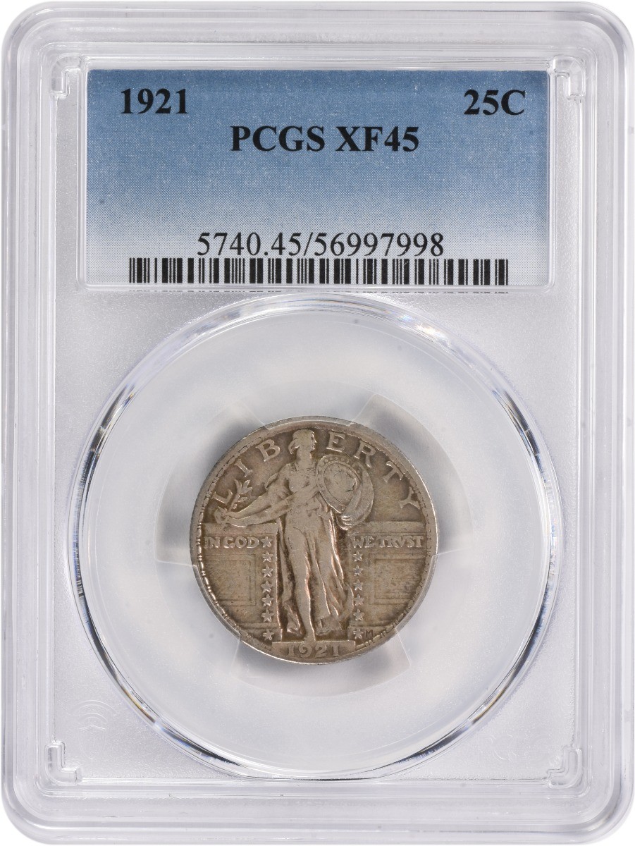1921 Standing Liberty Silver Quarter EF45 PCGS