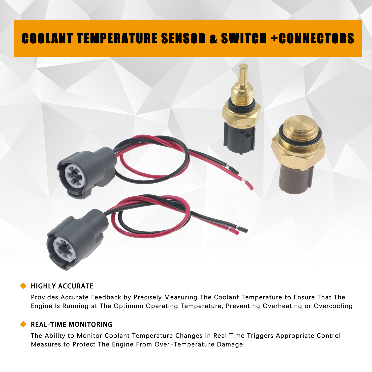 Coolant Temperature Sensor & Switch +Connectors for 1992-2002 Honda Accord