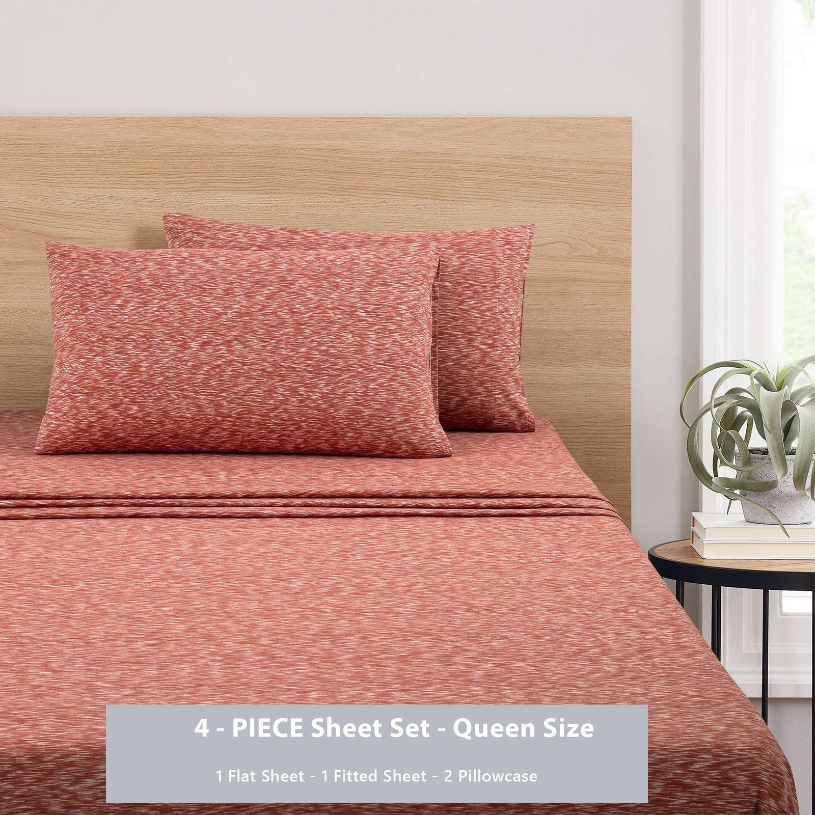 100% Cotton Extra Soft Jersey Bed Sheet Set Full Blue Crackle 4 Pieces