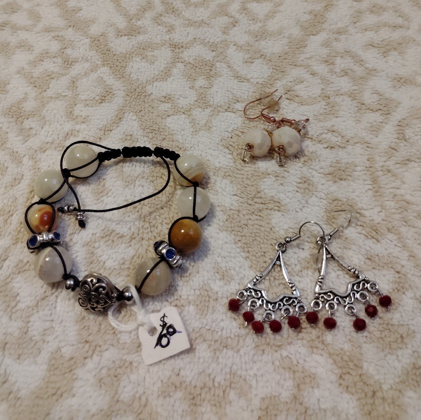 One Handcrafted Beaded Bracelets And 2 Pair Earrings (Girls And Teens)