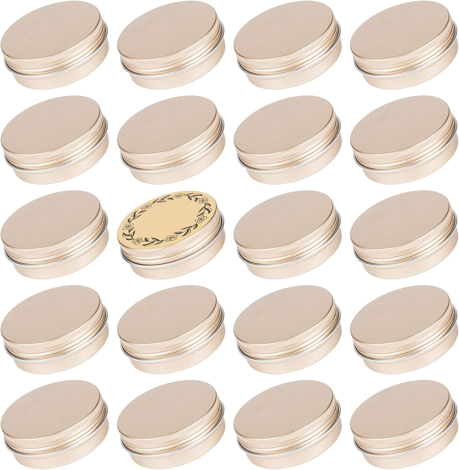 Screw Top Aluminum Tin Jar with Screw Lid and Blank Labels Champange 24 Jars