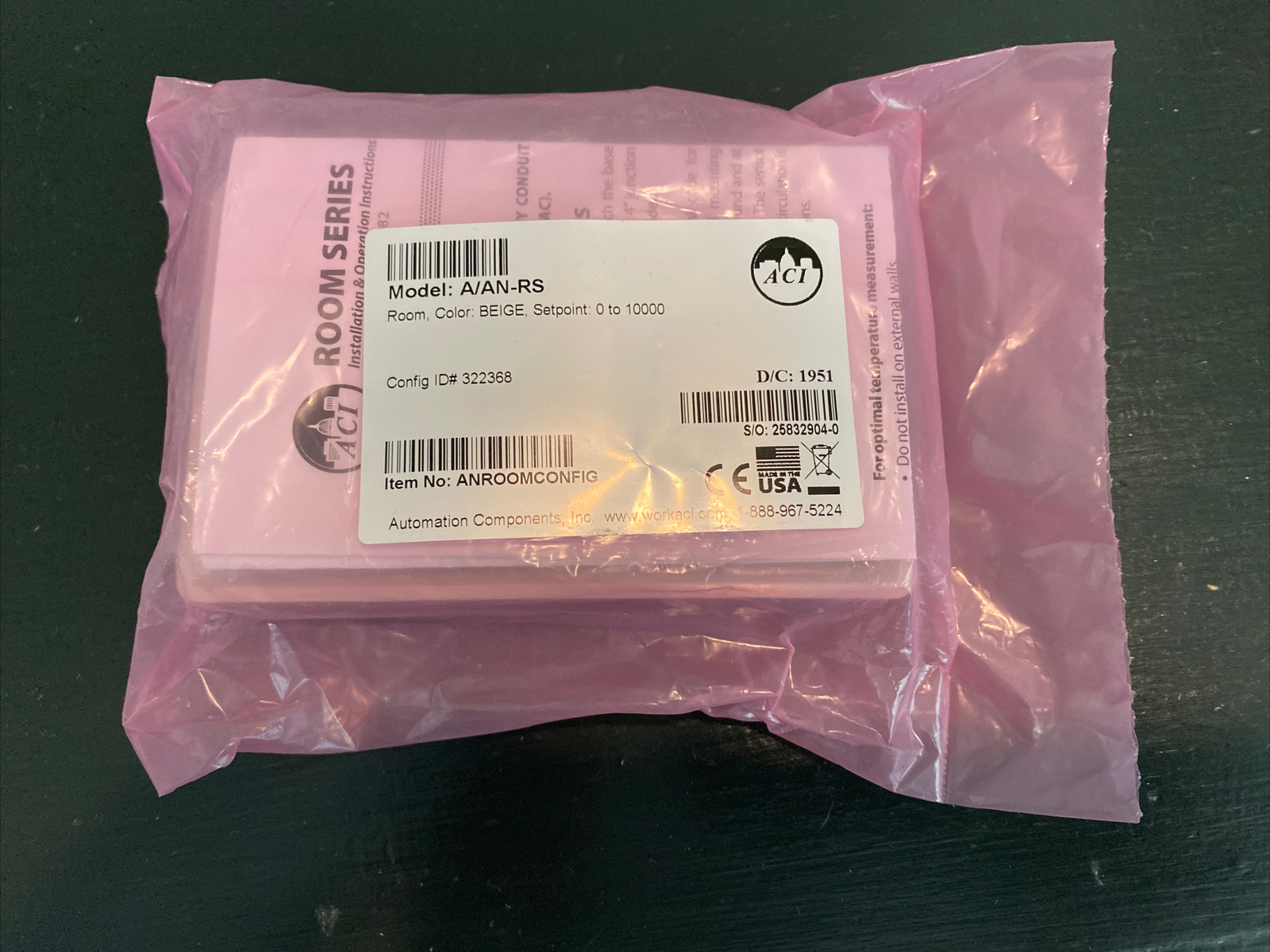 ACI A/AN-RS Room Sensor, Beige, Setpoint 0-1000