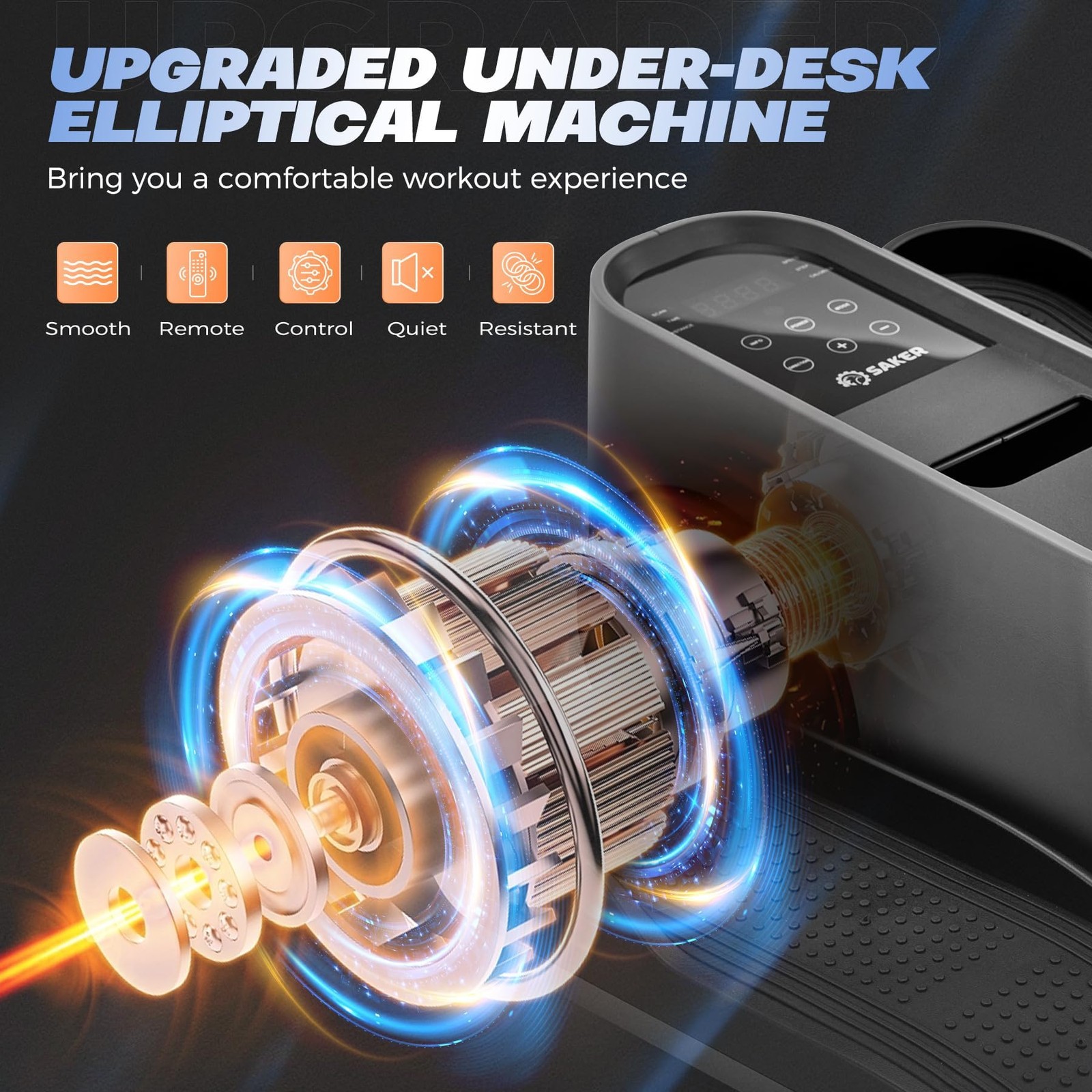 Saker Under Desk Elliptical Machine, Electric Seated Pedal Exerciser, Mini El...
