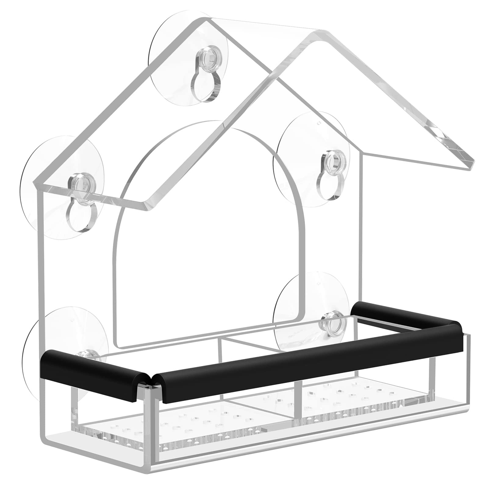 Clear Window Bird Feeder with 5 Extra Strong Suction Cups, Clear,Transparent