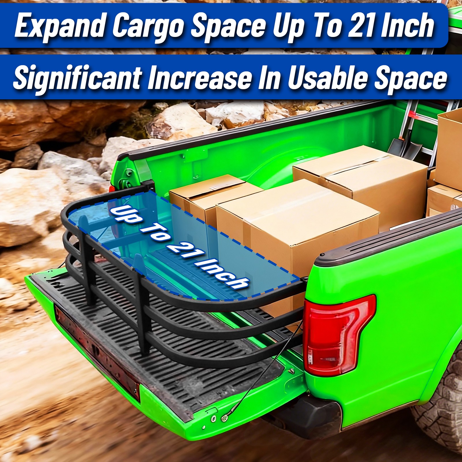 Adjustable 55"-68" Truck Bed Extender For F150/Silverado 1500/Sierra 1500/Tacoma