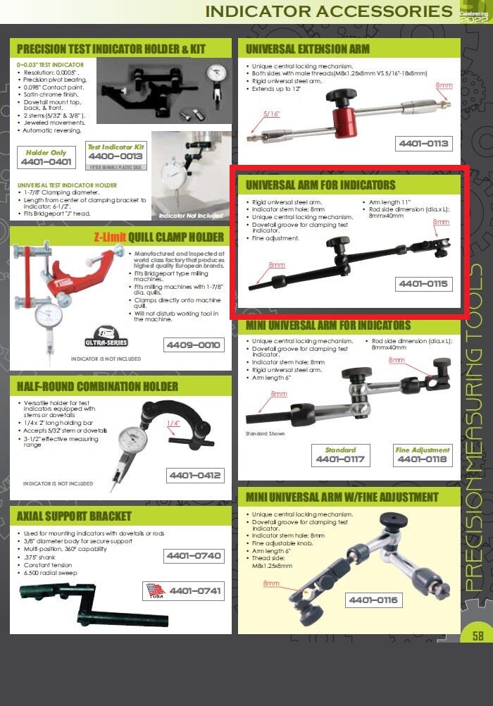 UNIVERSAL INDICATOR ARM WITH FINE ADJUSTMENT (4401-0115)