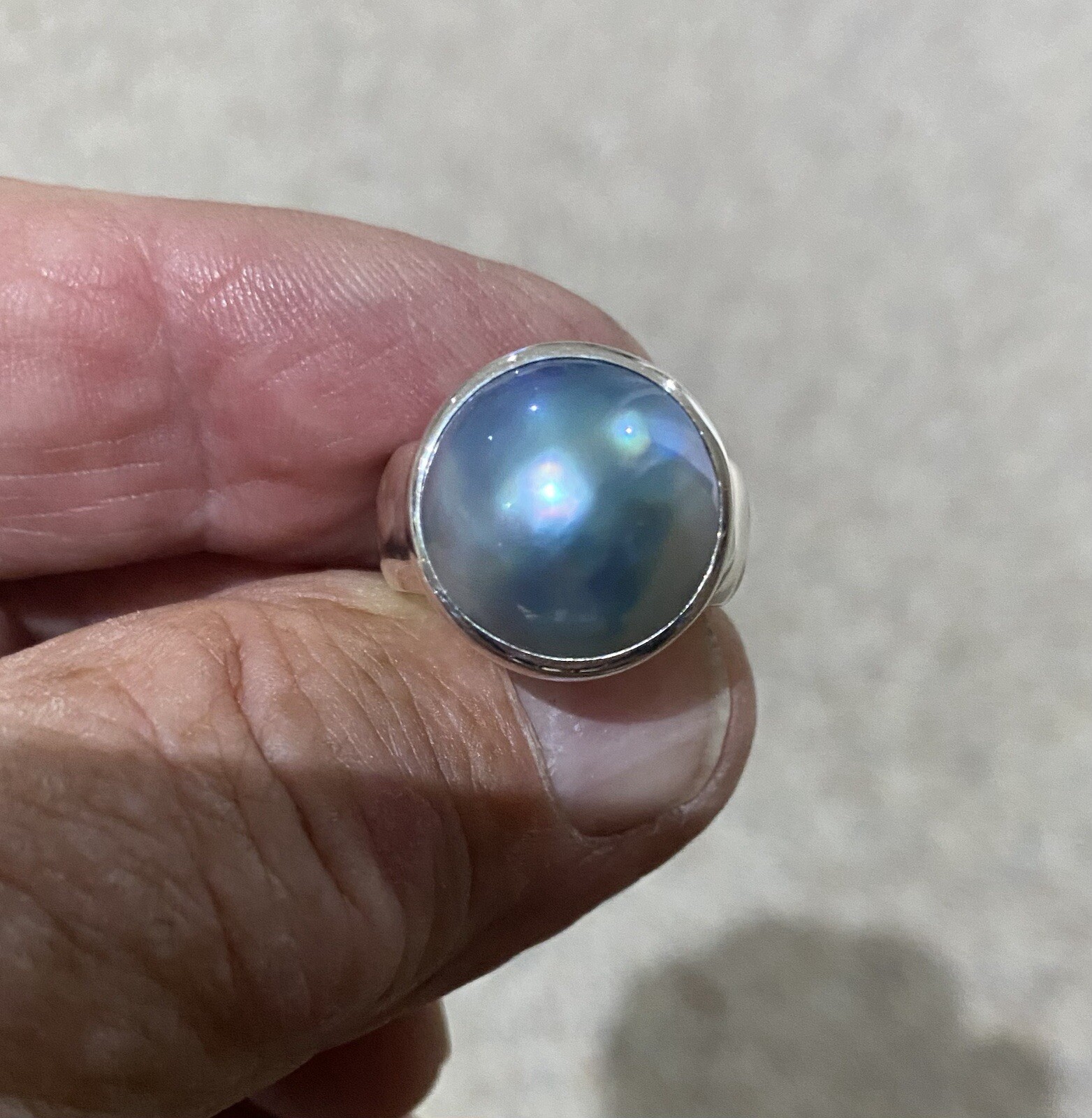 Grey Pearl Ring