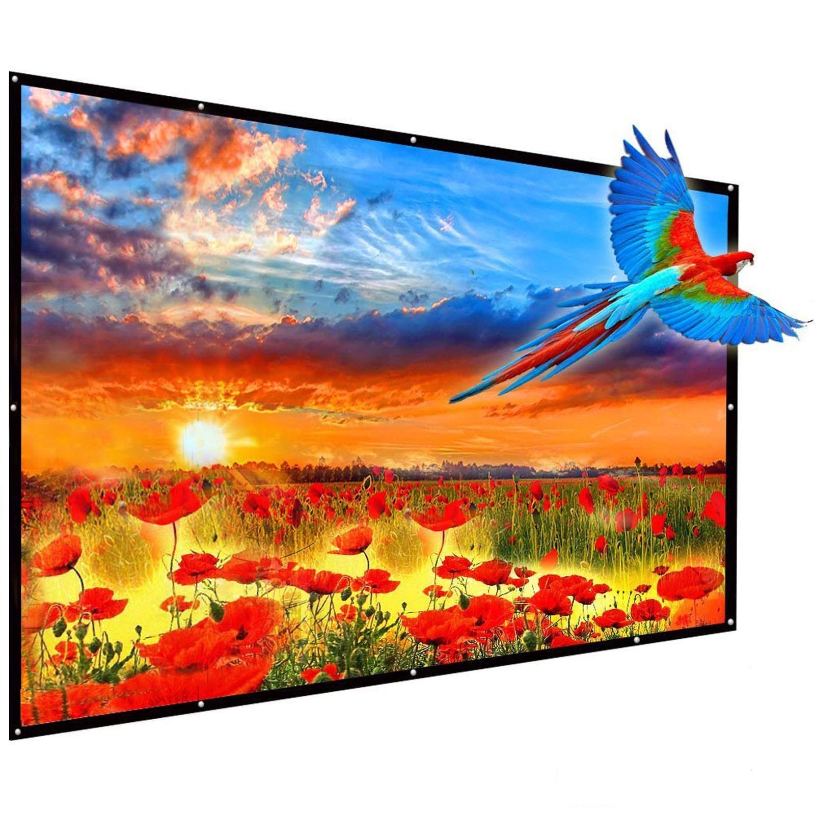 180 Inch Portable Projector Screen, 16:9 HD Foldable Anti Crease Indoor Outdo...