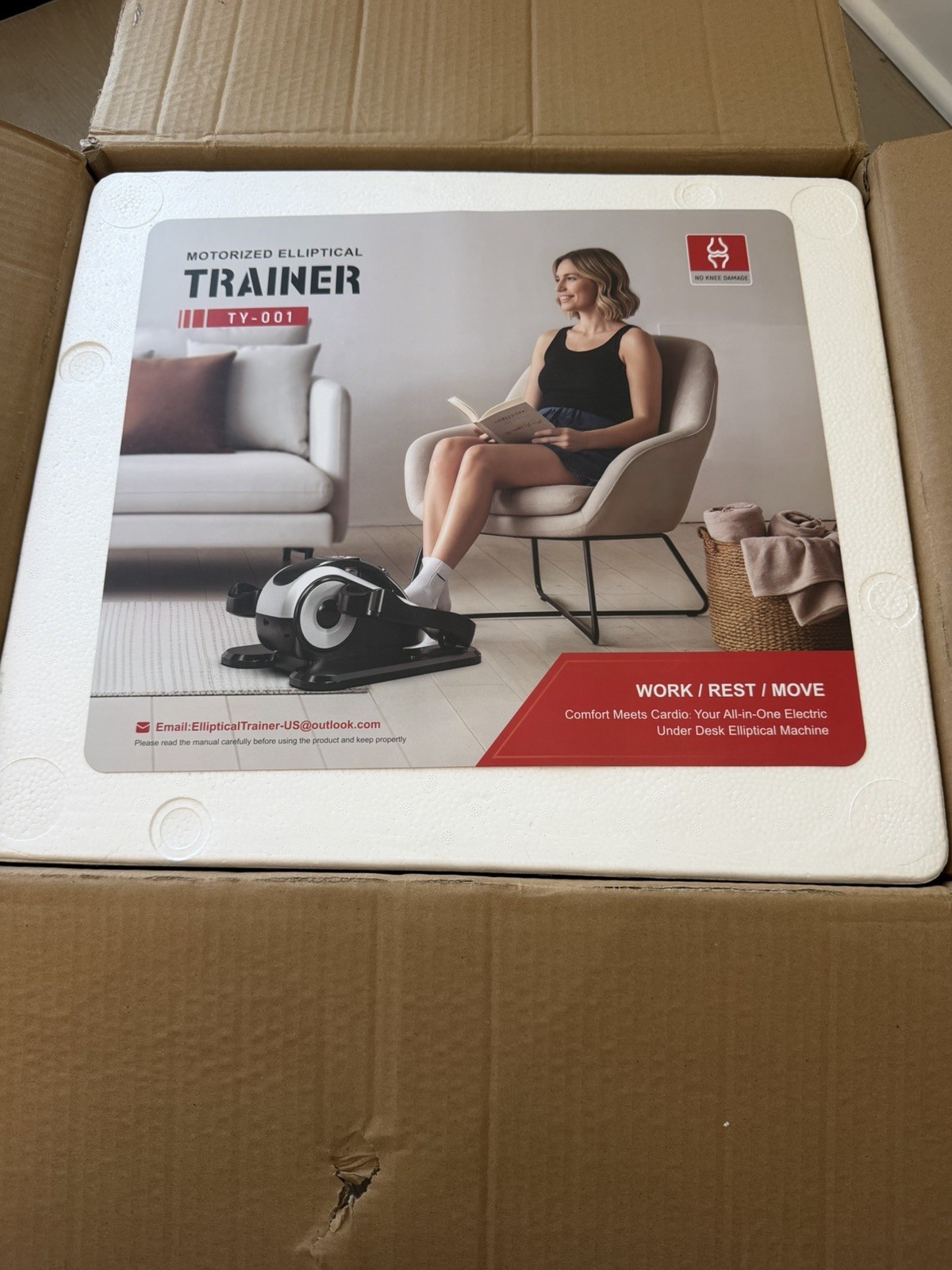 Under Desk Electric Elliptical TY-001 LED Display Remote Black/Gray