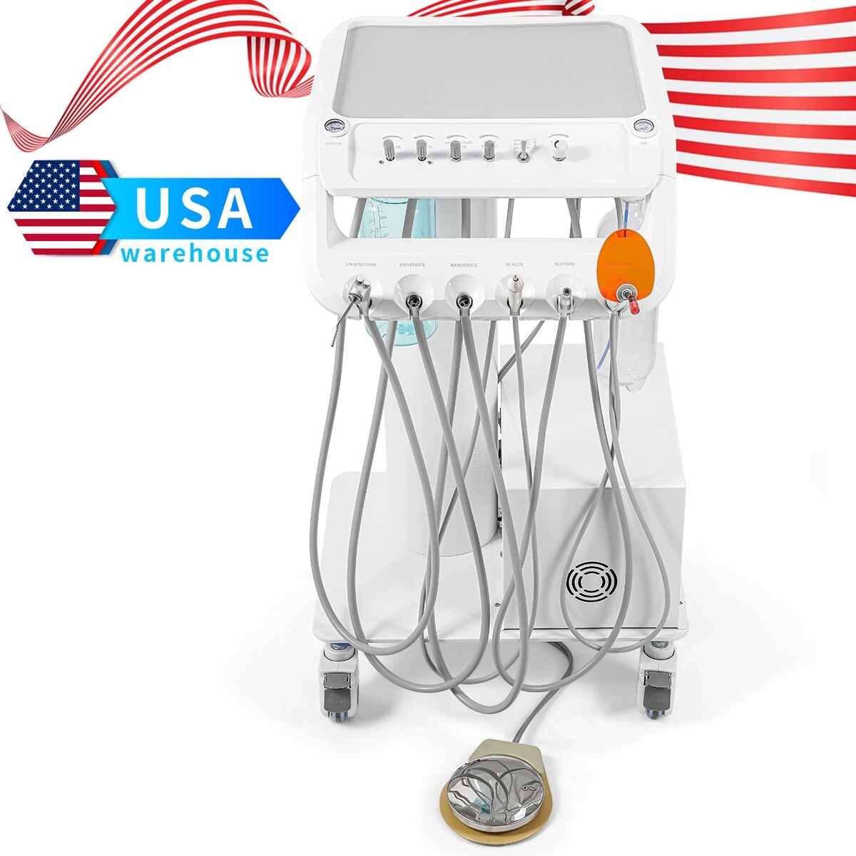 Portable Dental Delivery Unit Syringe Suction Turbine With Air Compressor UPS