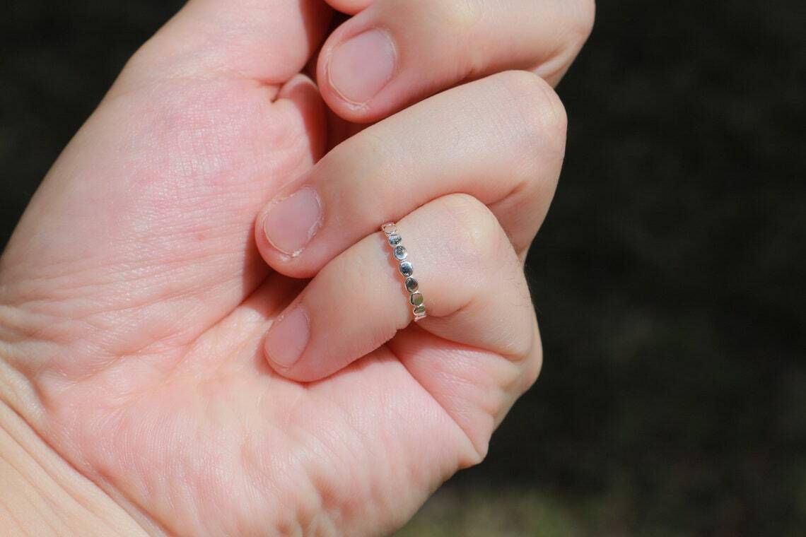 Solid Metal Women's Circle Link Adjustable Toe Ring 14k White Gold Plated Silver