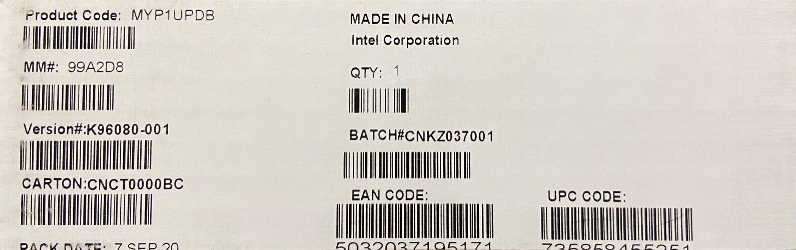 Intel MYP1UPDB 1U Power distribution Board NEW BULK PACKAGING