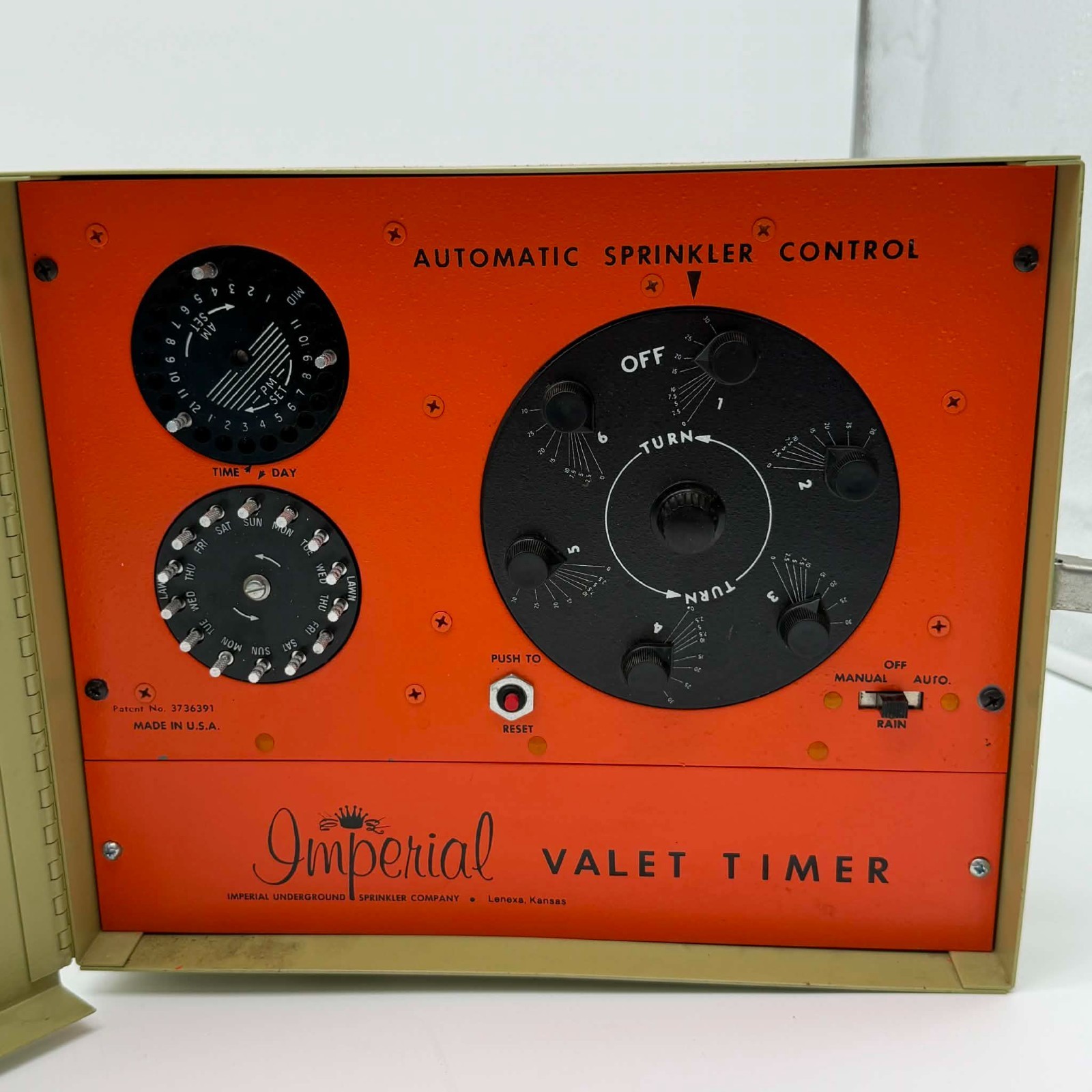 Imperial Valet Automatic Sprinkler Control 6 Zone, Vintage Timer 3736391