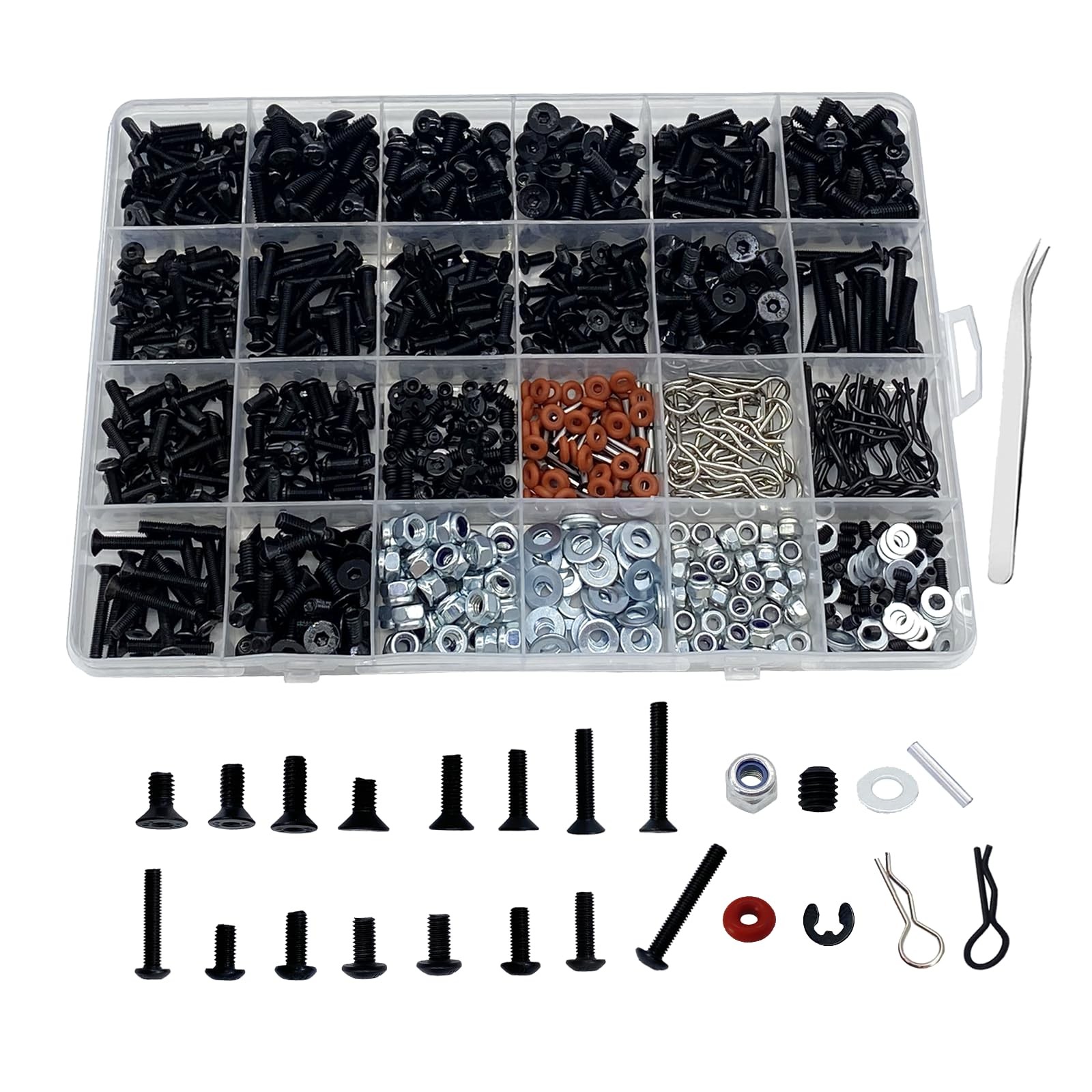 1000Pcs RC Screw Kit RC Car Tool Kit, Hardware Fasteners for Traxxas Arrma