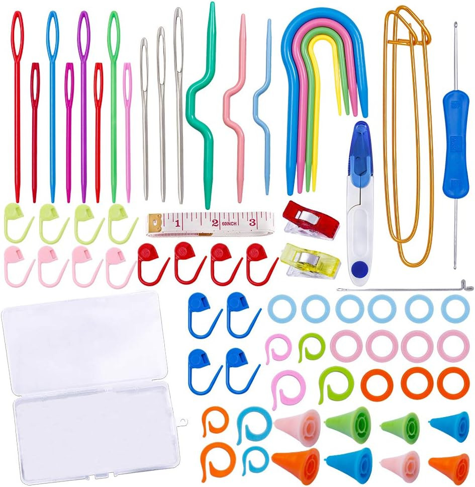Complete Knitting Accessories, Knitting Supplies Kit with Stitch Markers Plastic