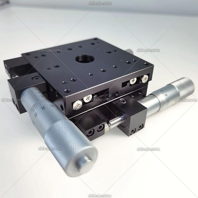 XY Manual Tuning Roller Linear Stage 80*80*40mm Micrometer Fine Tuning Platform