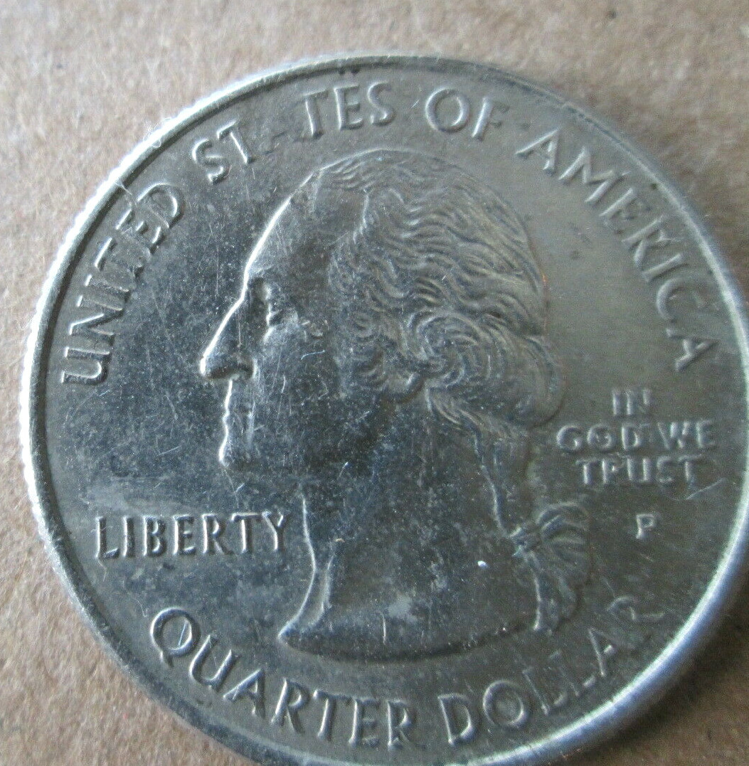 2004-P MICHIGAN, STRUCK THRU GREASE @ "A" OF STATES, XF DETAILS, CIRCULATED
