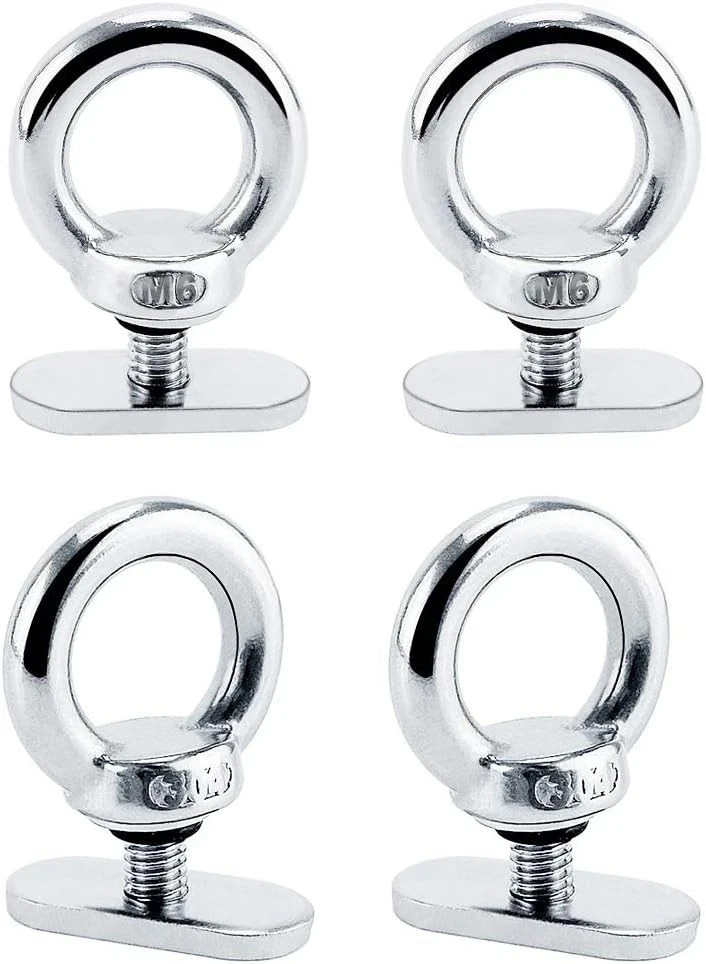 4 Pack 316 SS Track Mount Tie down Eyelet, Hold Bungee Cord or Ropes up to 0.6"
