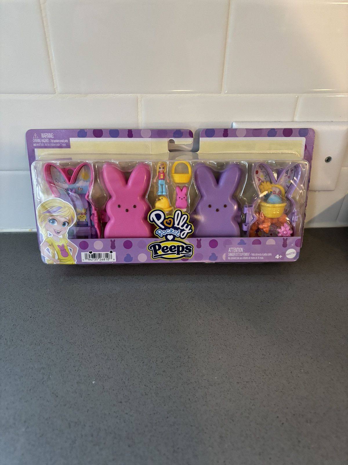 Polly Pocket x Easter PEEPS 6 Micro Dolls & 2 Playsets 6 Access. & 1 Clip On NEW