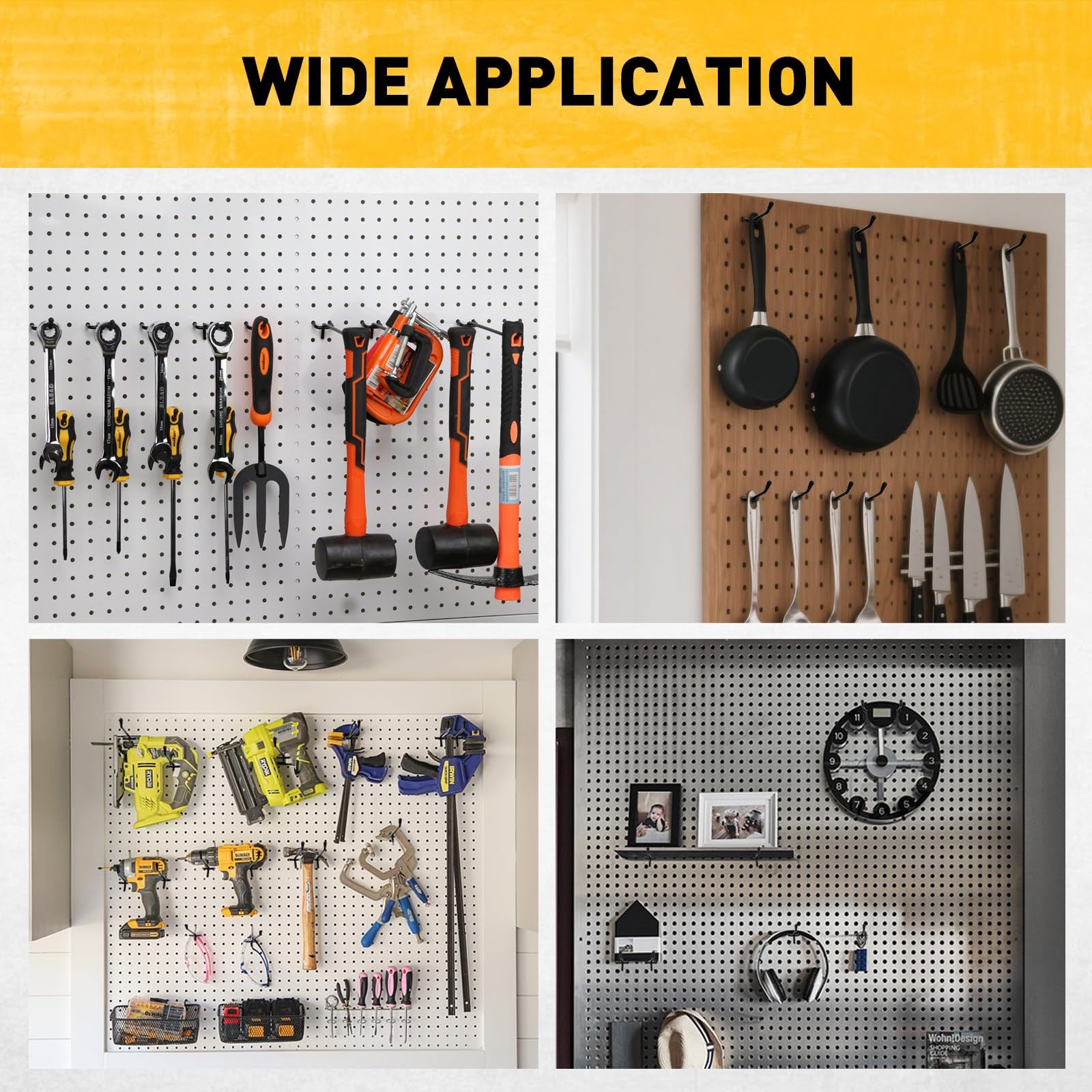 60-Piece 2 Inch Extra Thick Pegboard Hooks Heavy Duty Peg Board Organizer Acc...