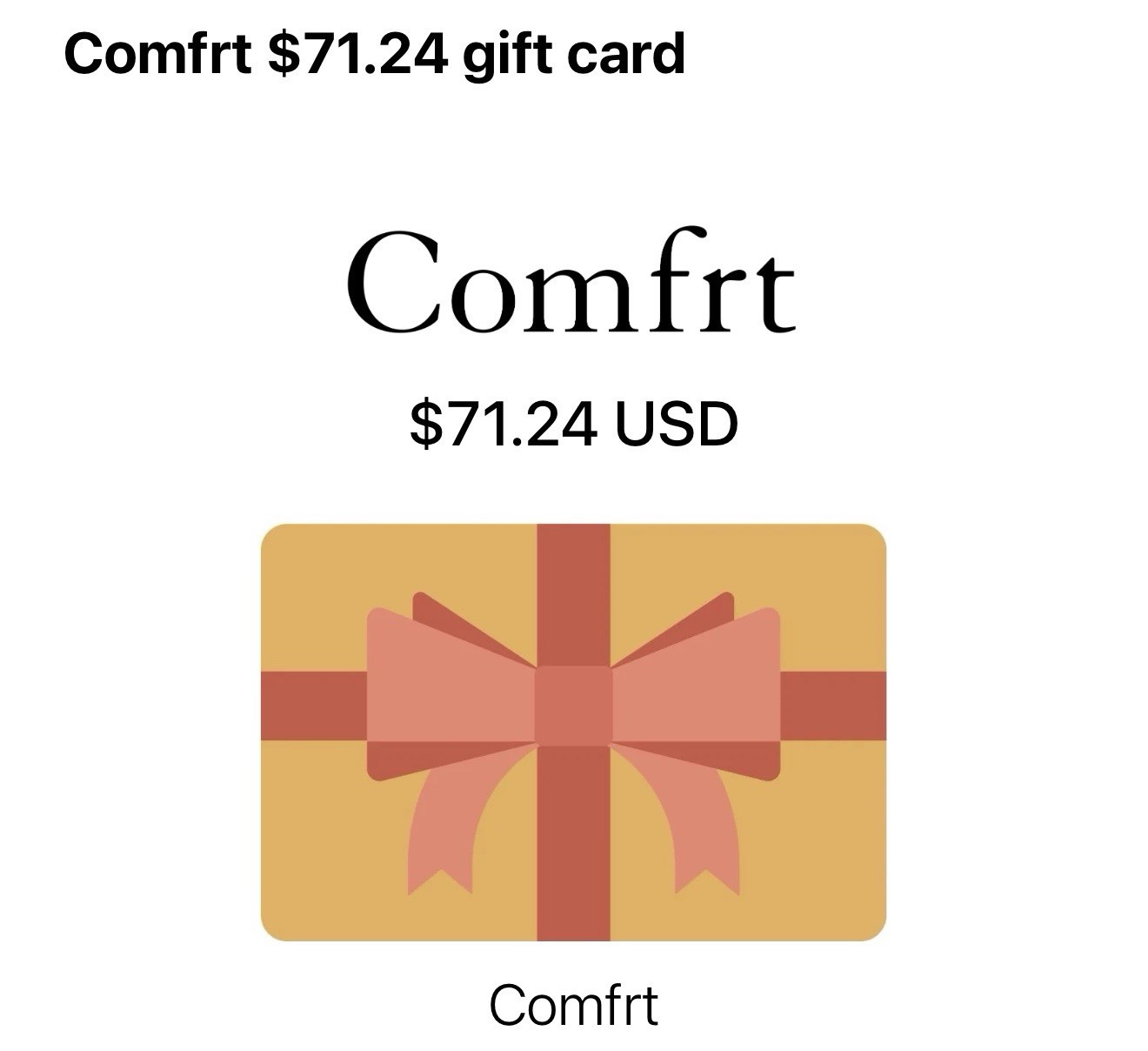 Comfort Gift Card Discount Card