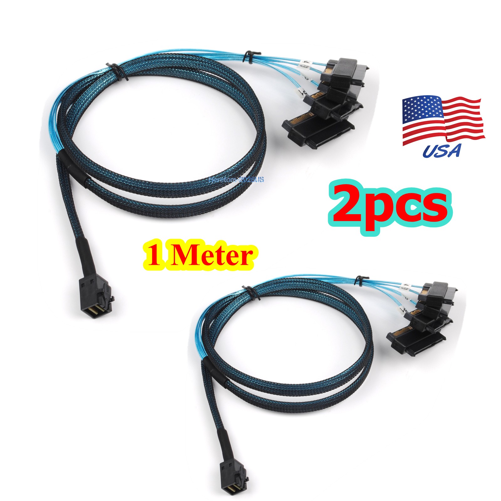 Mini-SAS HD to 4 SAS Forward Breakout Cable RAID HBA SFF-8643 to SFF-8482 HDD 1M