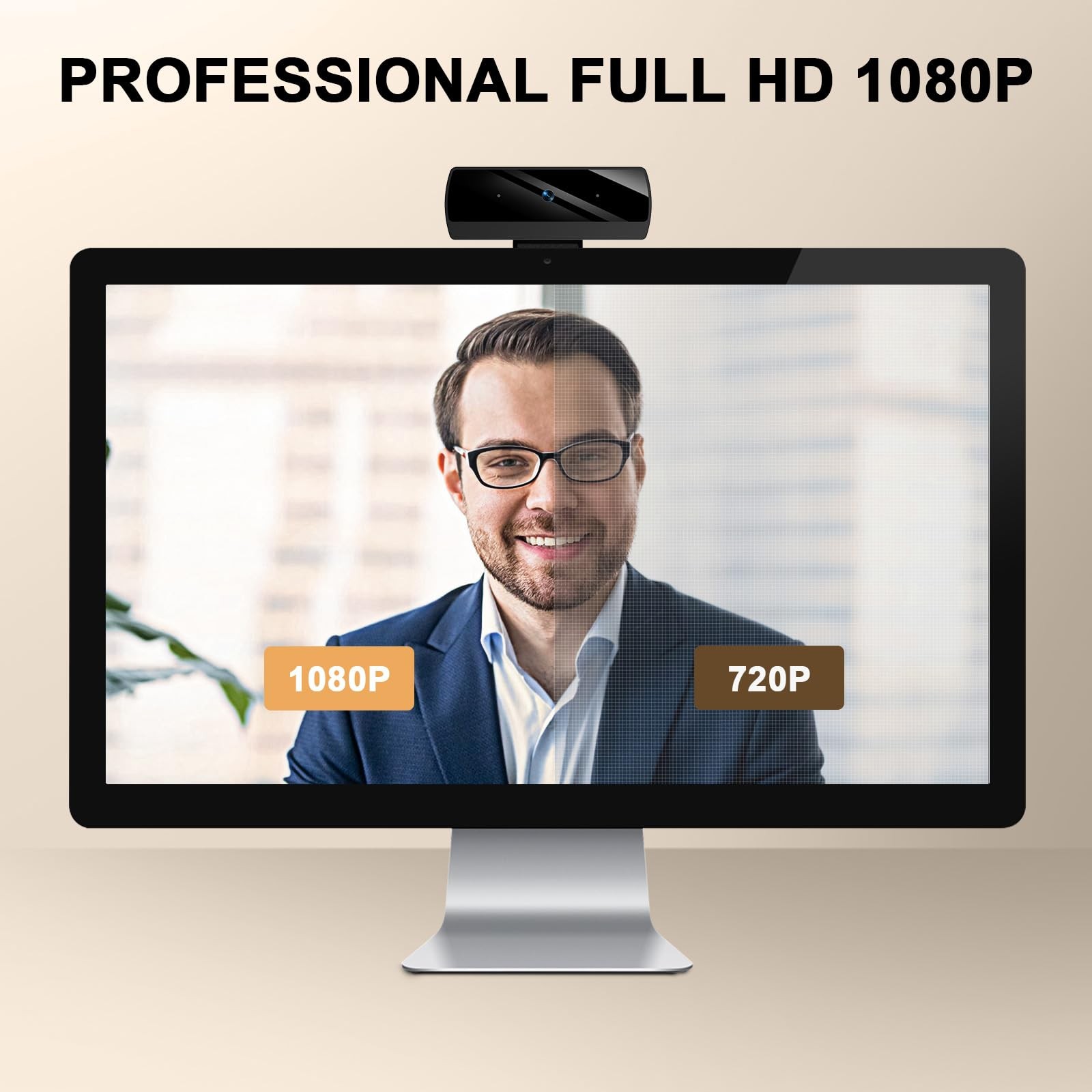 Webcam 1080P with Built-In Mic for Desktop Computer PC Mac Laptop Tablet