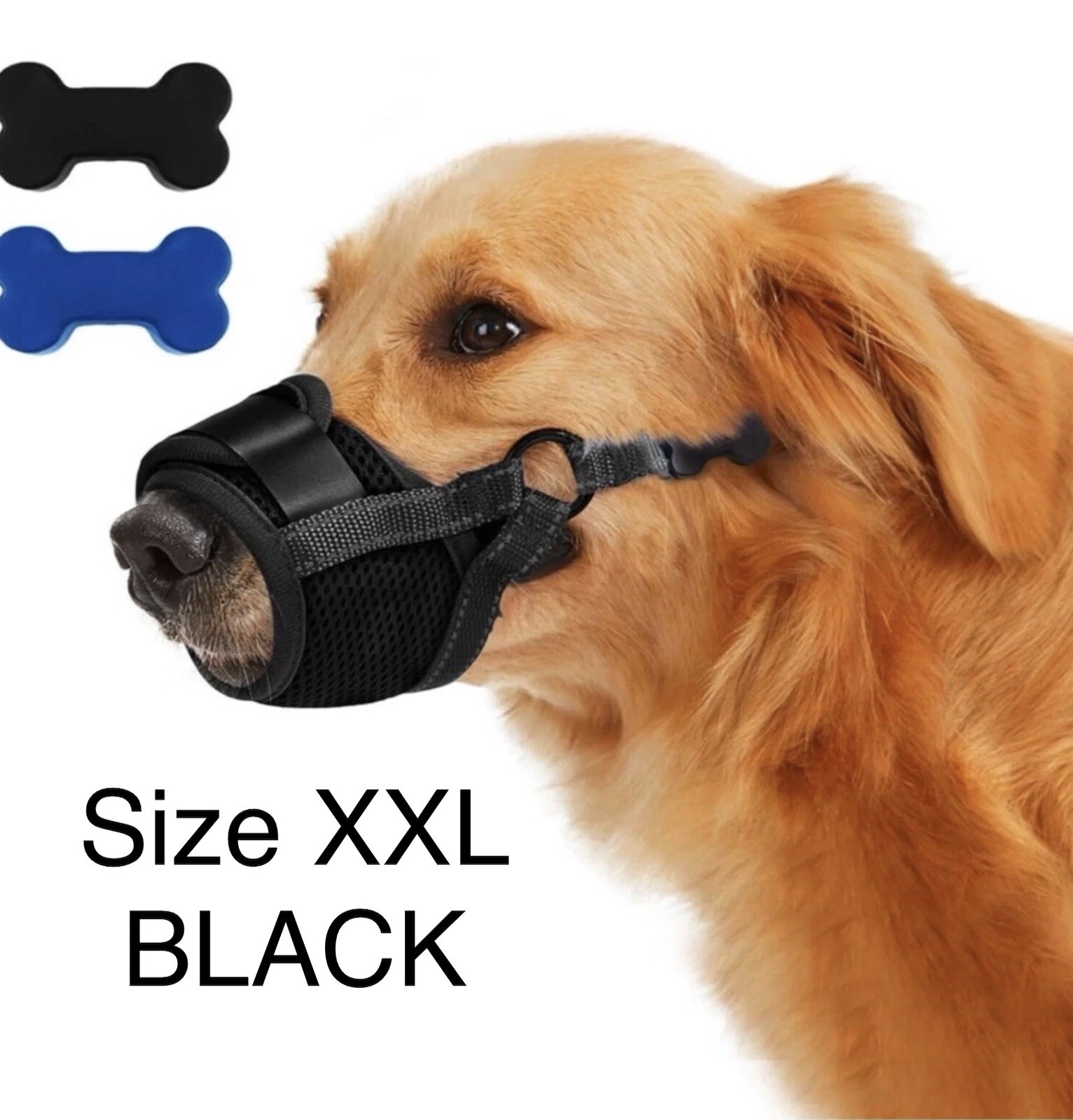 PawWares Dog Muzzle Soft Nylon Adjustable-Breathable-Drinkable | BLACK XX-LARGE
