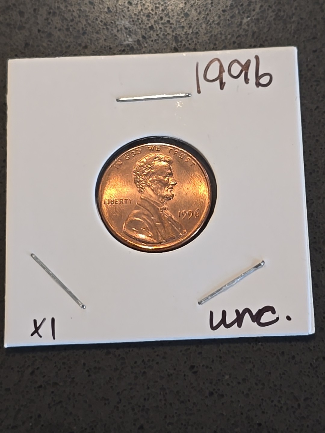 1996 Gem Bu Full Red Lincoln Memorial Penny Cent In A 2x2 Holder