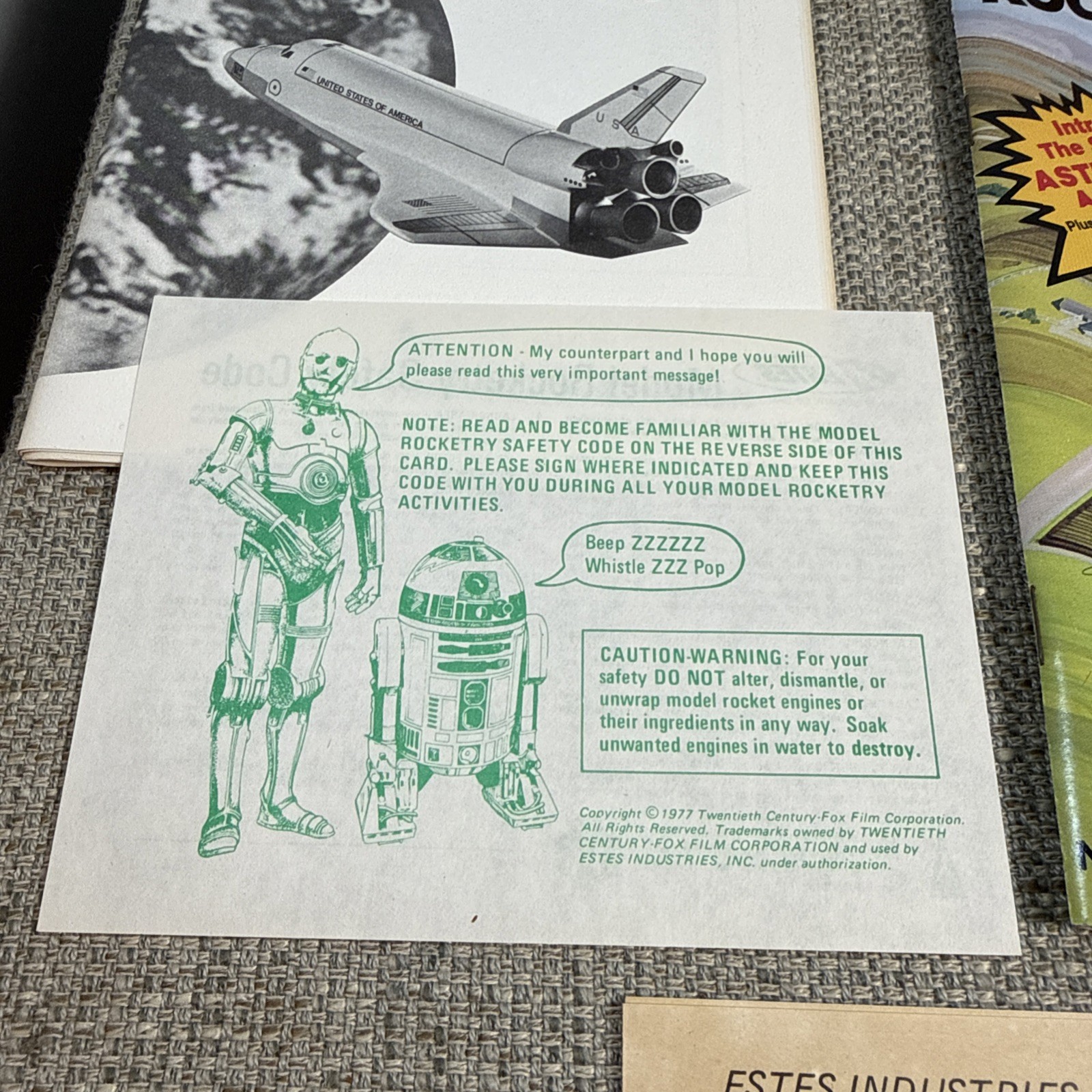 Vintage ESTES Astron ALPHA Sealed Rocket, with 1979 Catalog, Teaching Aide more!