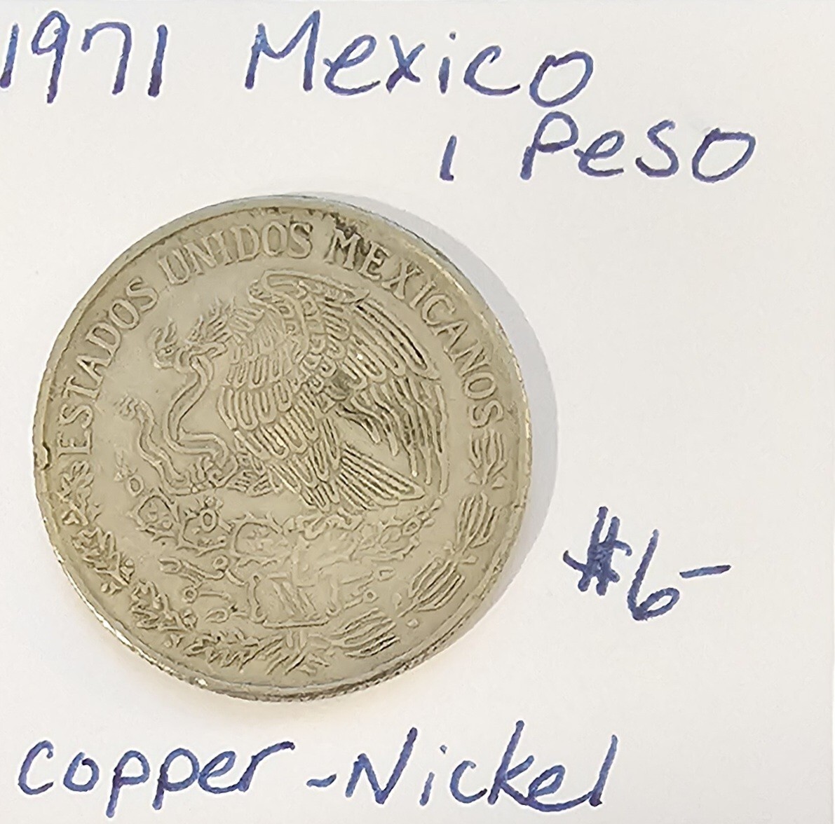 1971 Mexico 1 Peso Copper-Nickel KM #460