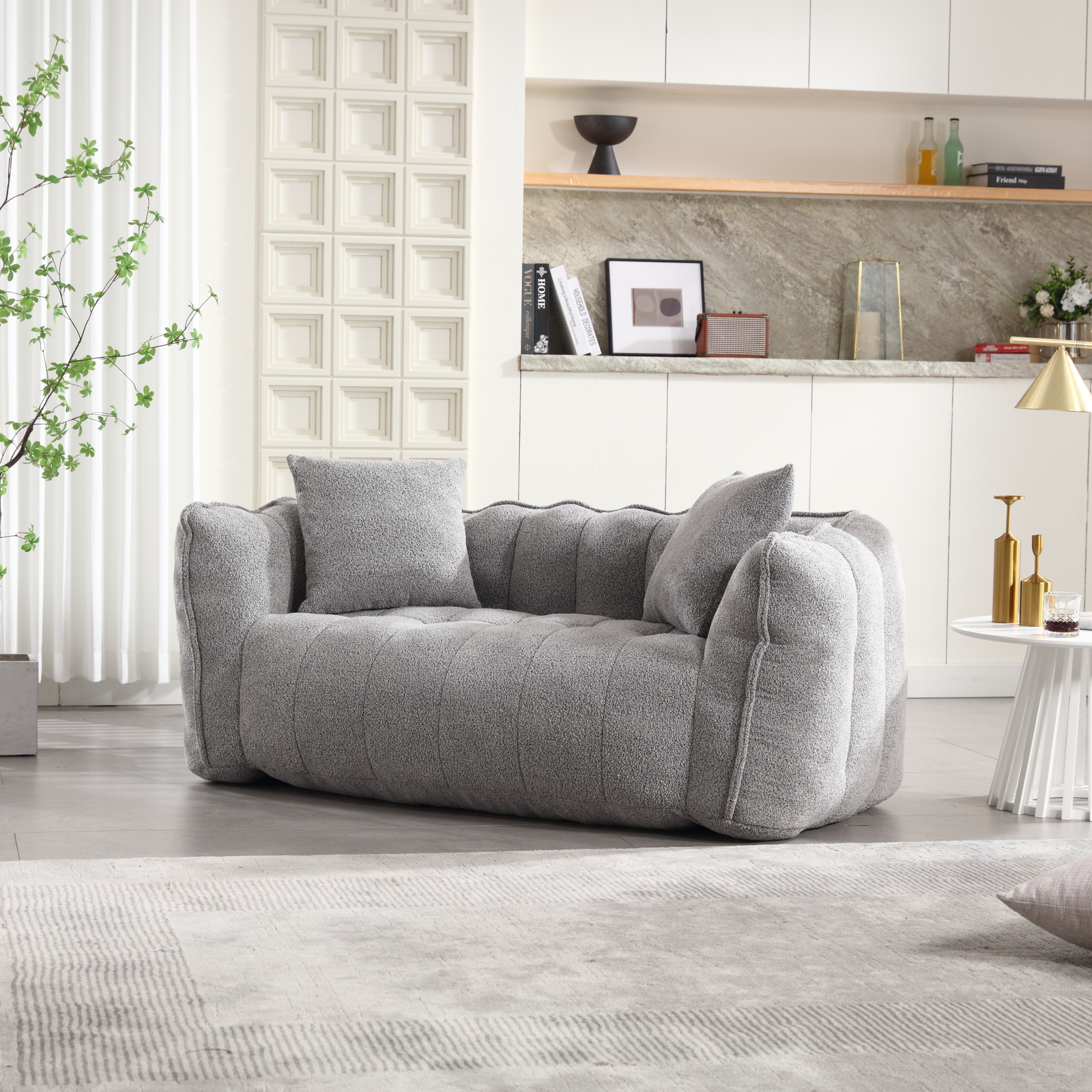 Bean Bag Chairs Lazy Sofa Chair with high resilience foam core for 2 people Grey