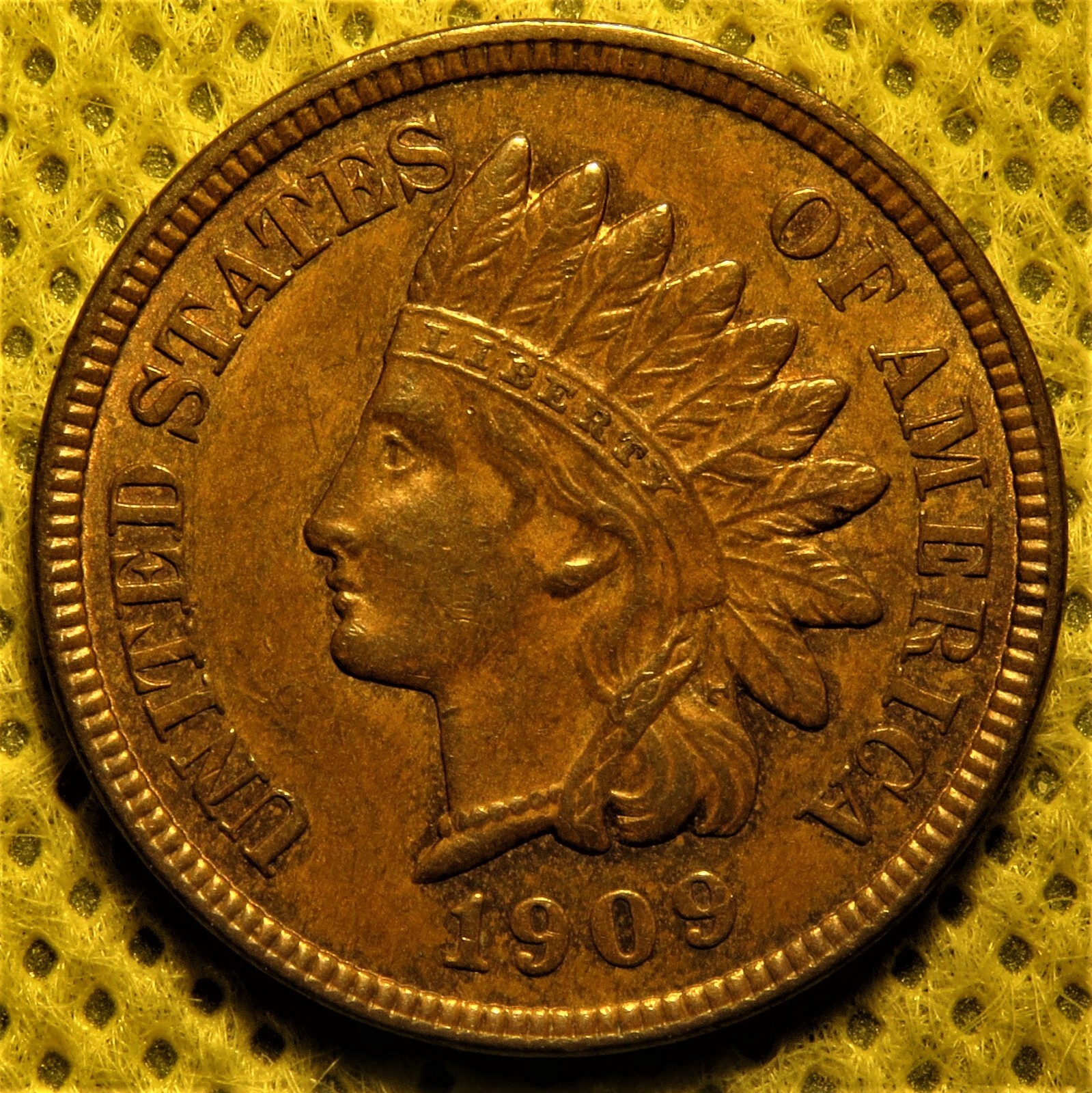 Almost Uncirculated 1909 Indian Head Cent doubled die large L over small L