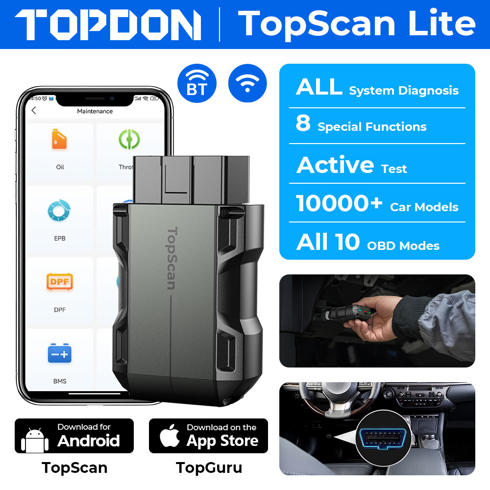 2026 TOPDON TopScan Bluetooth OBD2 Scanner Code Reader All System Car Diagnostic