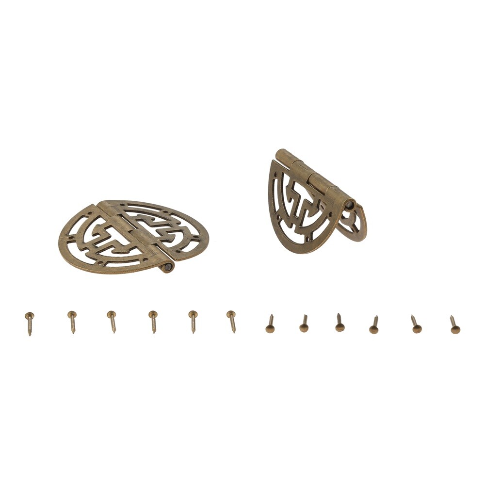 2pcs Round Hollow Hinges Brass Yellow Bronze 45mm/1.77inch for Home Office Shop