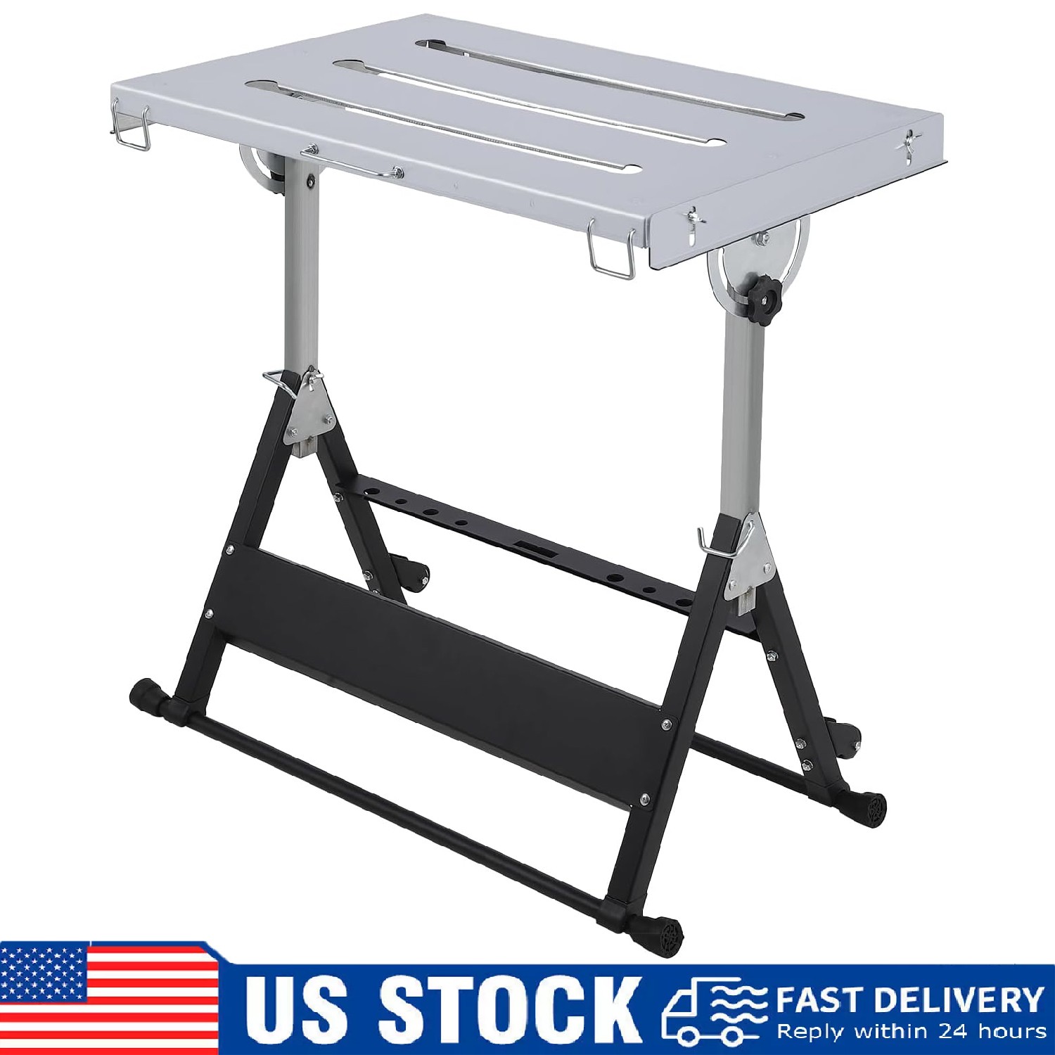 Welding Table 44"x21" ,500Lbs Capacity Folding Steel Workbench Adjustable Height