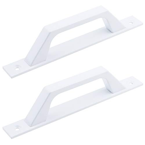 Barn Door Handle 175mm Hole Center Solid Steel 6.9"Hole Center,2PCS White
